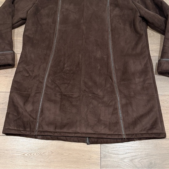 EXCELLED Collection Brown Faux Suede Button Up Long Sleeve Jacket Coat Size‎ XL - Picture 7 of 13